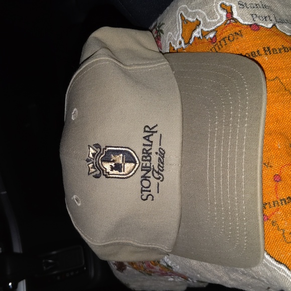 Vtg Stonebriar Country Club Embroidered Logo Leather Strap Cap Hat